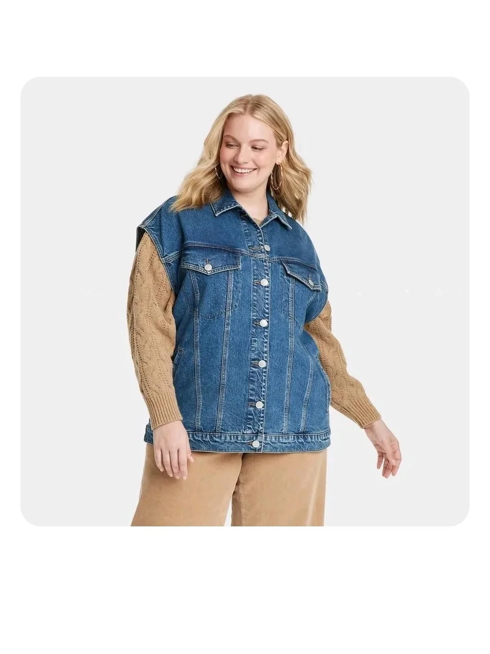P112 Women's 80's Baggy Denim Vest - Universal Thread Medium Wash XXL